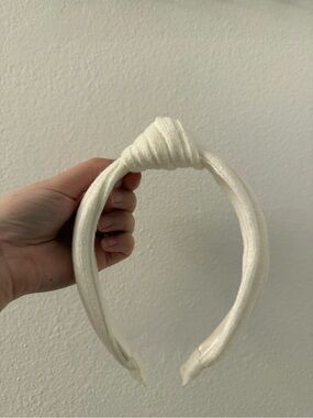 Knotted Ivory Satin Headband